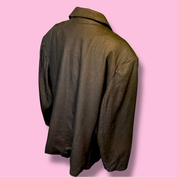 Sandro Vintage Black Linen-Blend Blazer with Pearl Shell Buttons Plus Size 22 - Picture 10 of 14